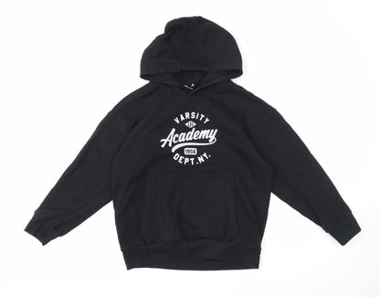 DeFacto Girls Black Cotton Pullover Hoodie Size 9-10 Years Pullover
