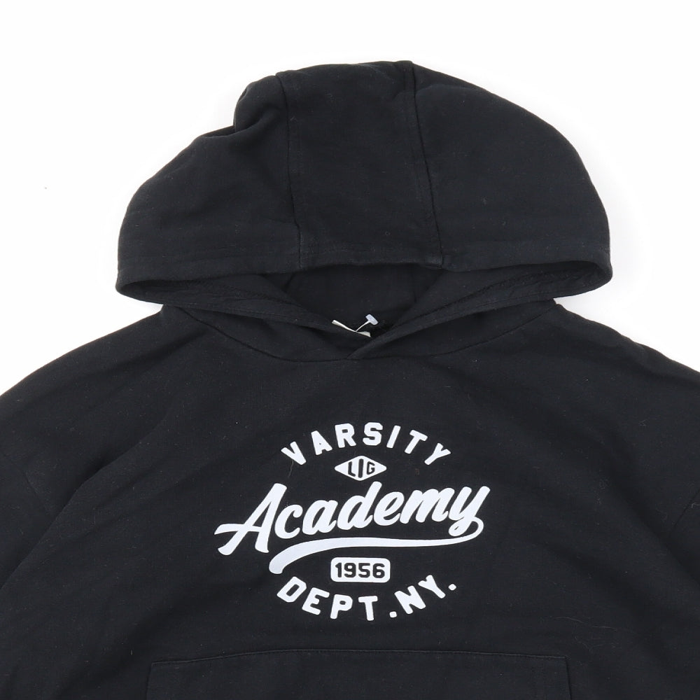 DeFacto Girls Black Cotton Pullover Hoodie Size 9-10 Years Pullover