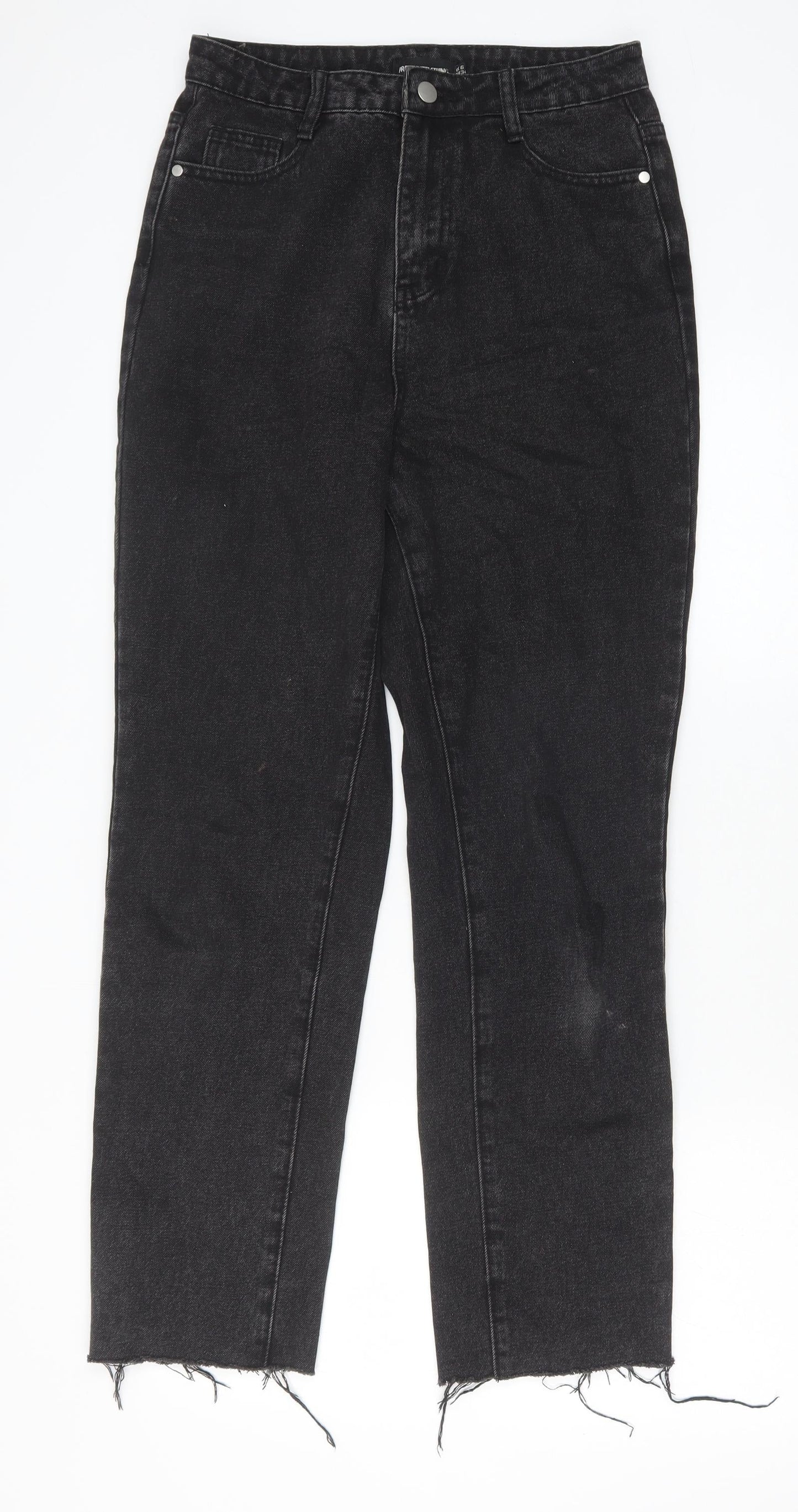PRETTYLITTLETHING Womens Black Cotton Straight Jeans Size 6 Regular Zip