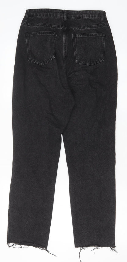 PRETTYLITTLETHING Womens Black Cotton Straight Jeans Size 6 Regular Zip