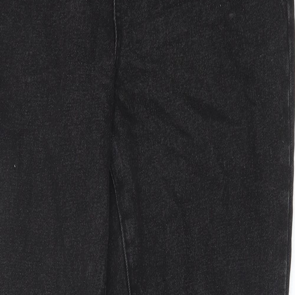 PRETTYLITTLETHING Womens Black Cotton Straight Jeans Size 6 Regular Zip