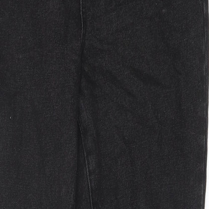 PRETTYLITTLETHING Womens Black Cotton Straight Jeans Size 6 Regular Zip