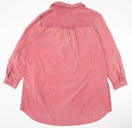 Fat Face Womens Pink 100% Cotton Shirt Dress Size 18 Collared Button