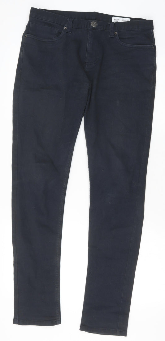 Primark Womens Black Cotton Skinny Jeans Size 32 in Slim Zip