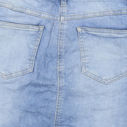 Parisian Womens Blue Cotton Straight & Pencil Skirt Size 10 Zip - Distressed Look