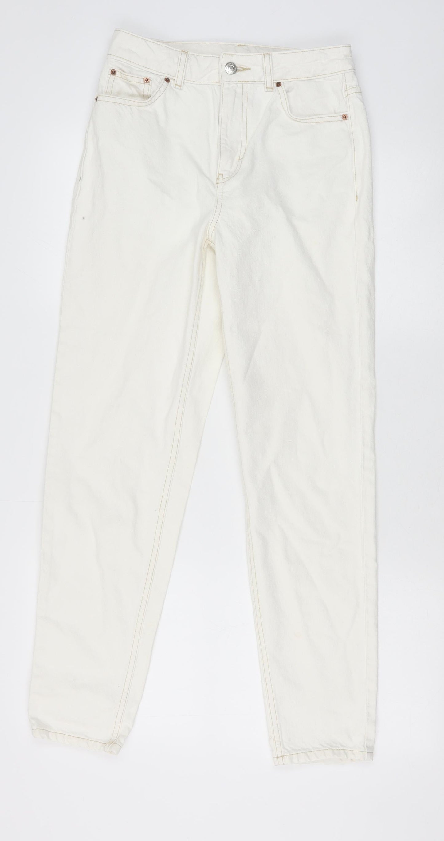 Topshop Womens White Cotton Skinny Jeans Size 26 in Regular Zip