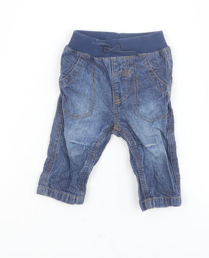 George Baby Blue 100% Cotton Jogger Jeans Size Newborn L50 cm Tie