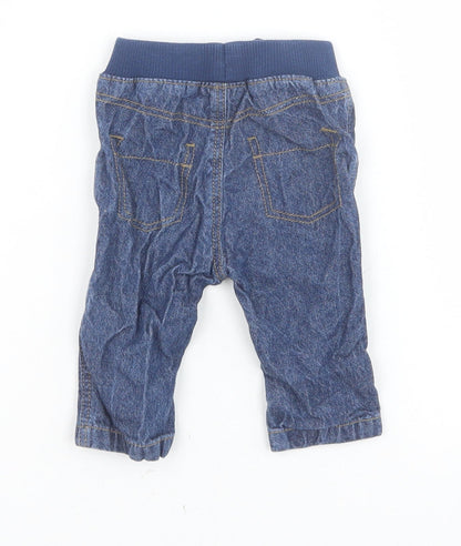 George Baby Blue 100% Cotton Jogger Jeans Size Newborn L50 cm Tie