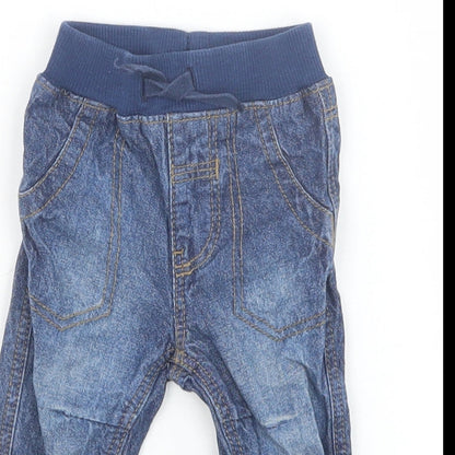 George Baby Blue 100% Cotton Jogger Jeans Size Newborn L50 cm Tie