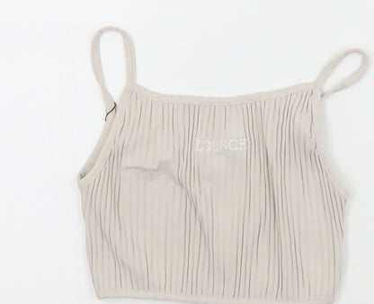 Lounge Womens Grey Cotton Cropped Tank Size M Scoop Neck