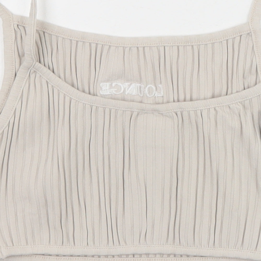 Lounge Womens Grey Cotton Cropped Tank Size M Scoop Neck