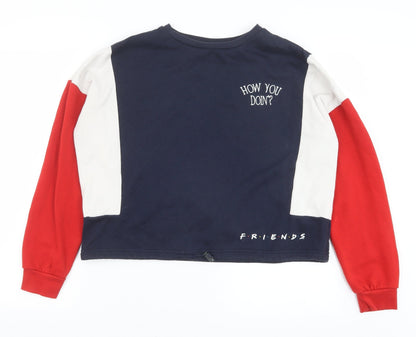 Primark Womens Blue Colourblock Polyester Pullover Sweatshirt Size S Pullover - Friends How You Doin?