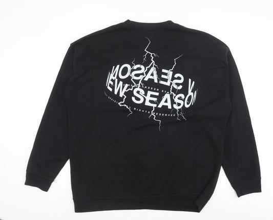 Topman Mens Black Cotton Pullover Sweatshirt Size L - New Season