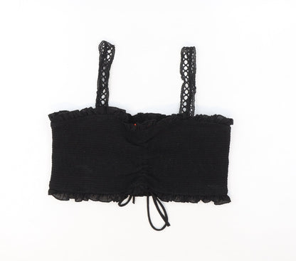 Womens UK Size S Resort Black Cropped Tank