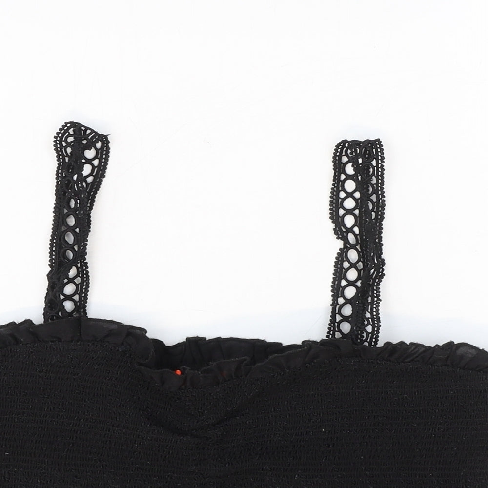 Womens UK Size S Resort Black Cropped Tank