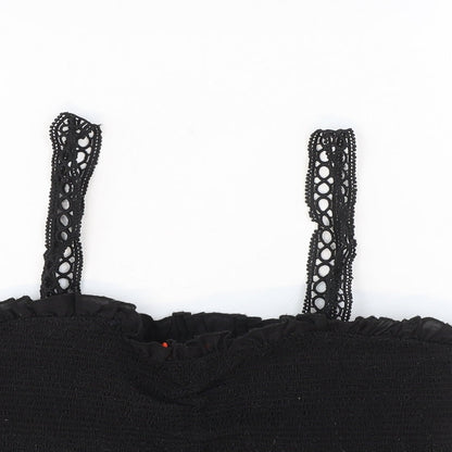 Womens UK Size S Resort Black Cropped Tank