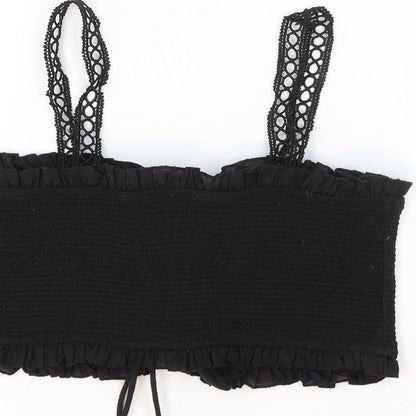 Womens UK Size S Resort Black Cropped Tank