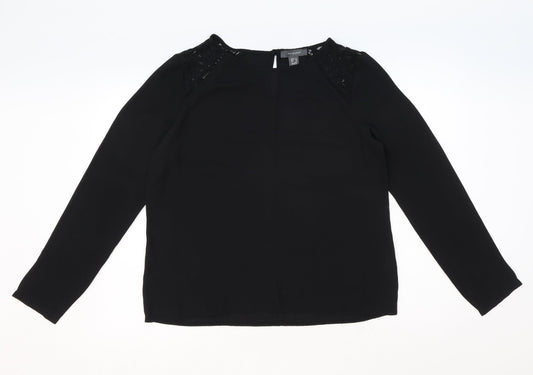 Primark Womens Black Polyester Basic Blouse Size 12 Round Neck