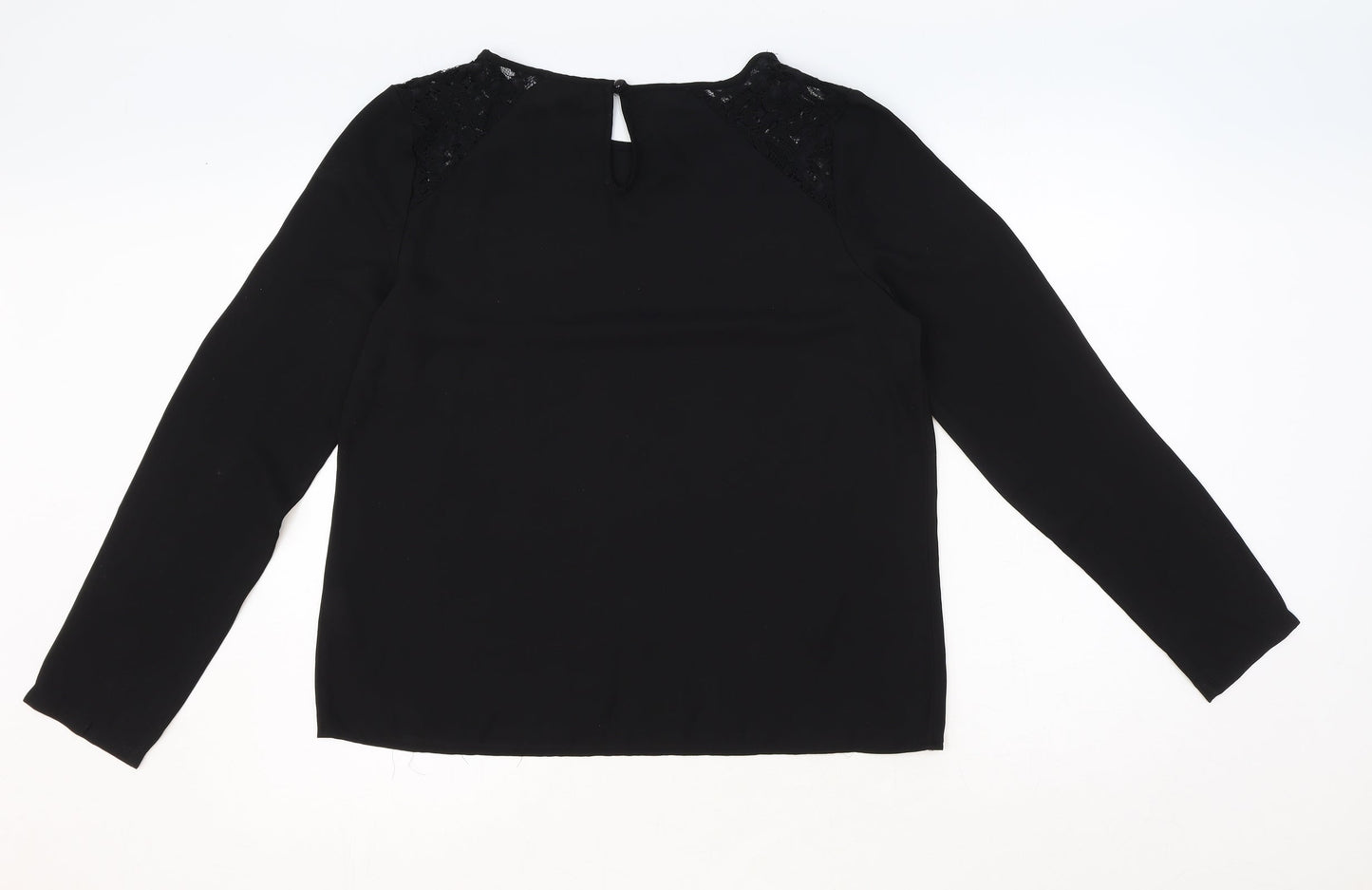Primark Womens Black Polyester Basic Blouse Size 12 Round Neck