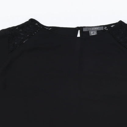 Primark Womens Black Polyester Basic Blouse Size 12 Round Neck
