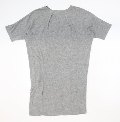 Louche Womens Grey Polyester T-Shirt Dress Size 8 Round Neck Pullover