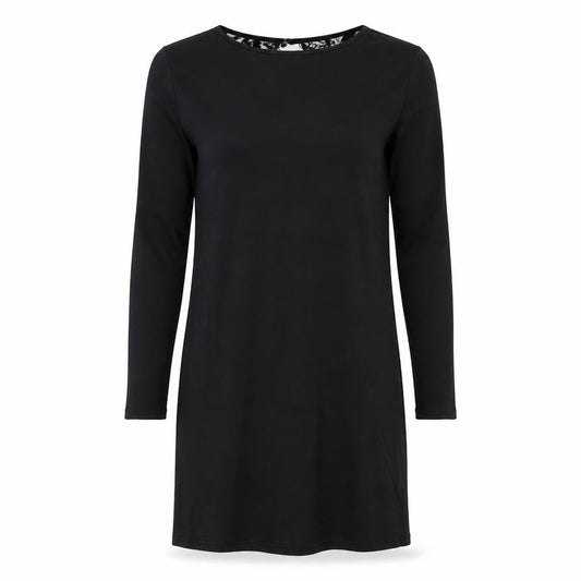 Yoins Womens Black Polyester A-Line Size 10 Round Neck Button