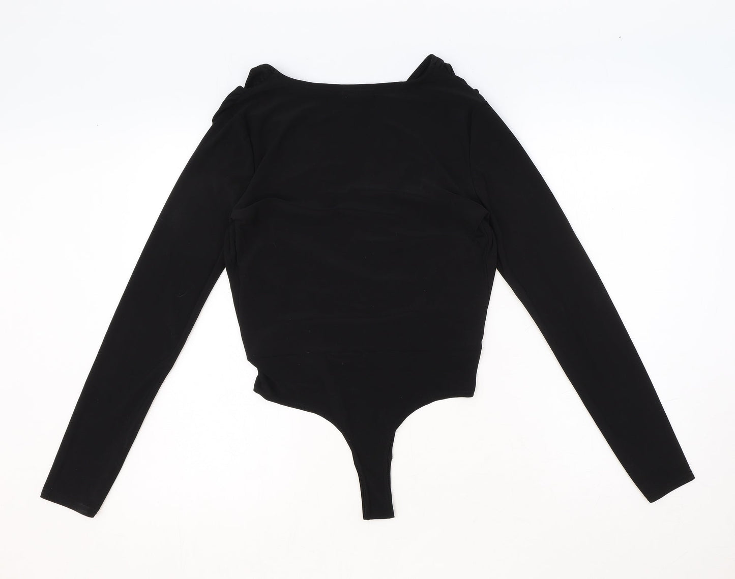 PRETTYLITTLETHING Womens Black Polyester Bodysuit One-Piece Size 10 Pullover