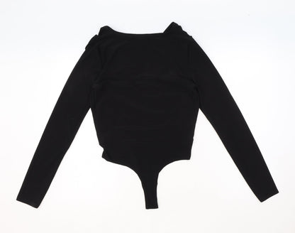 PRETTYLITTLETHING Womens Black Polyester Bodysuit One-Piece Size 10 Pullover