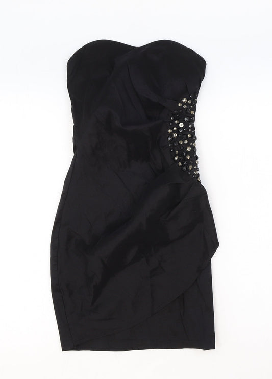 AX Paris Womens Black Polyester Bodycon Size 8 Sweetheart Zip