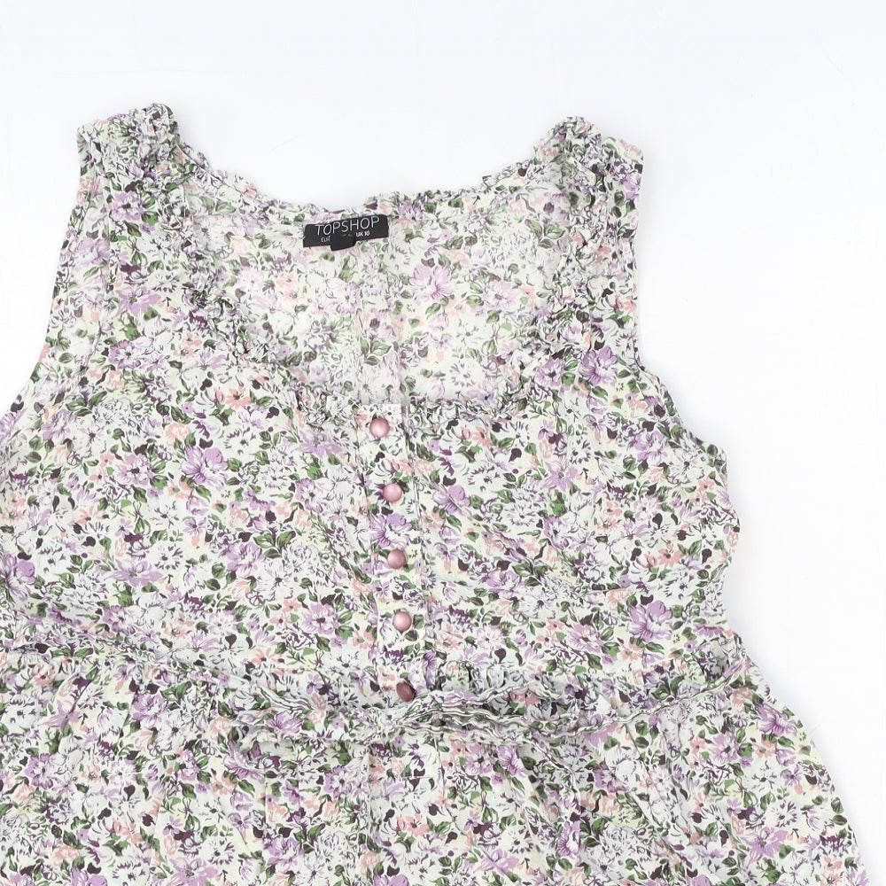 Womens UK Size 10 Topshop White Basic Tank