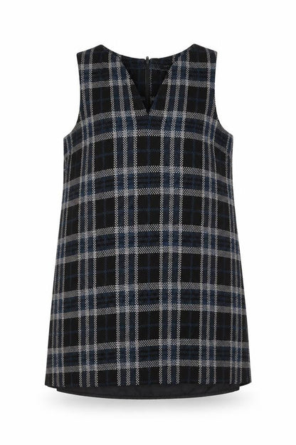 New Look Womens Black Check Polyester A-Line Size 14 V-Neck Zip