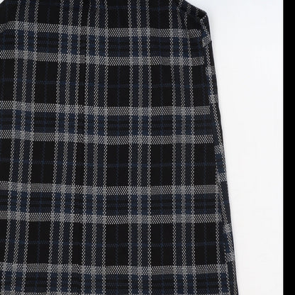 New Look Womens Black Check Polyester A-Line Size 14 V-Neck Zip