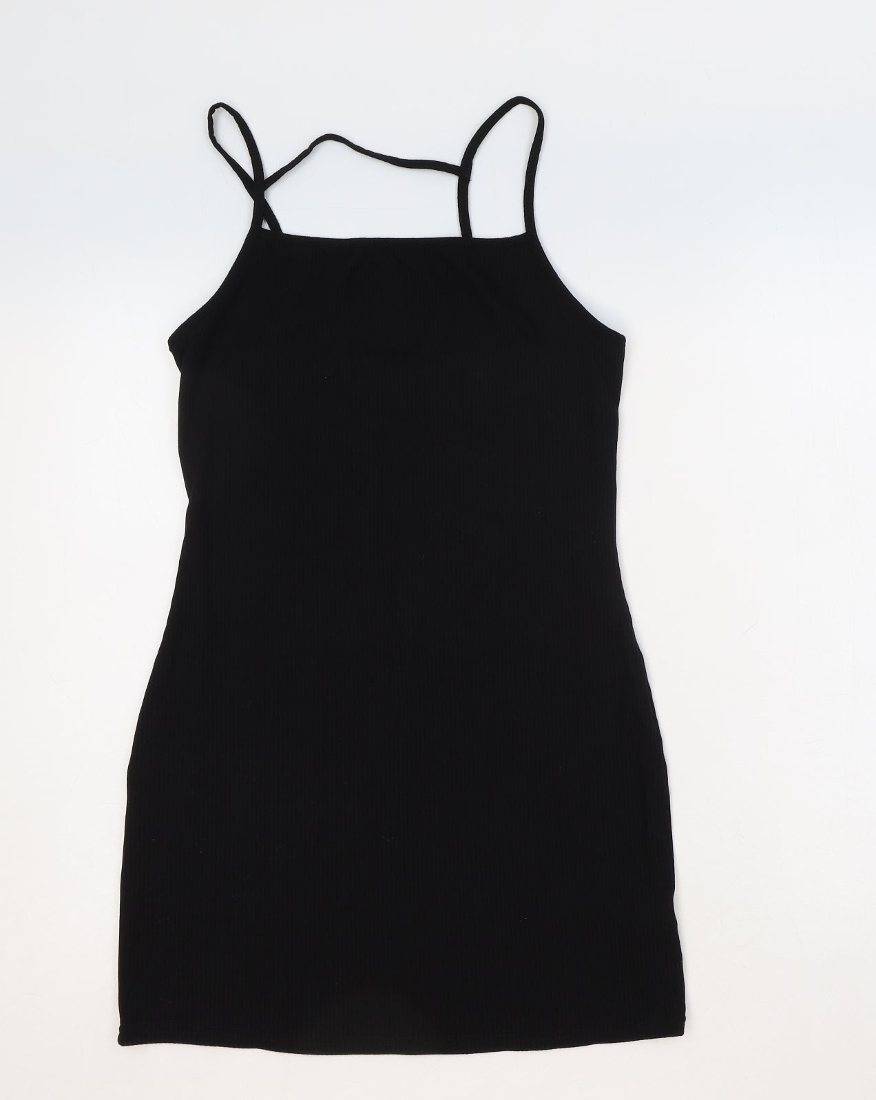 Primark Womens Black Polyester Tank Dress Size S Square Neck Pullover