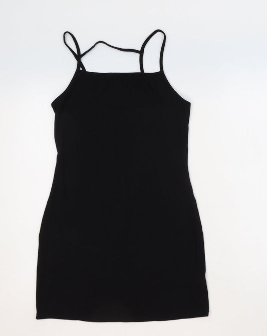 Primark Womens Black Polyester Tank Dress Size S Square Neck Pullover