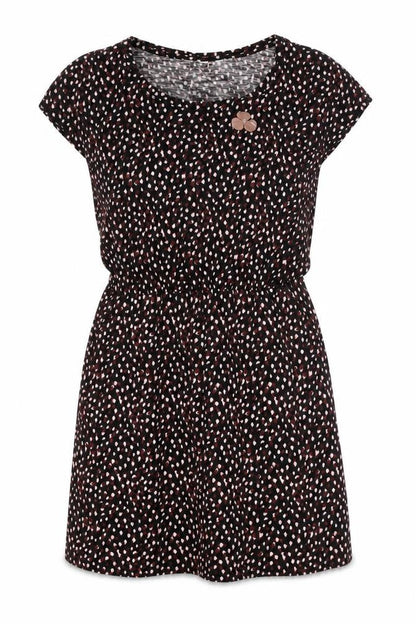Preworn Womens Black Geometric Cotton Fit & Flare Size XS Round Neck Pullover - Flower Detail