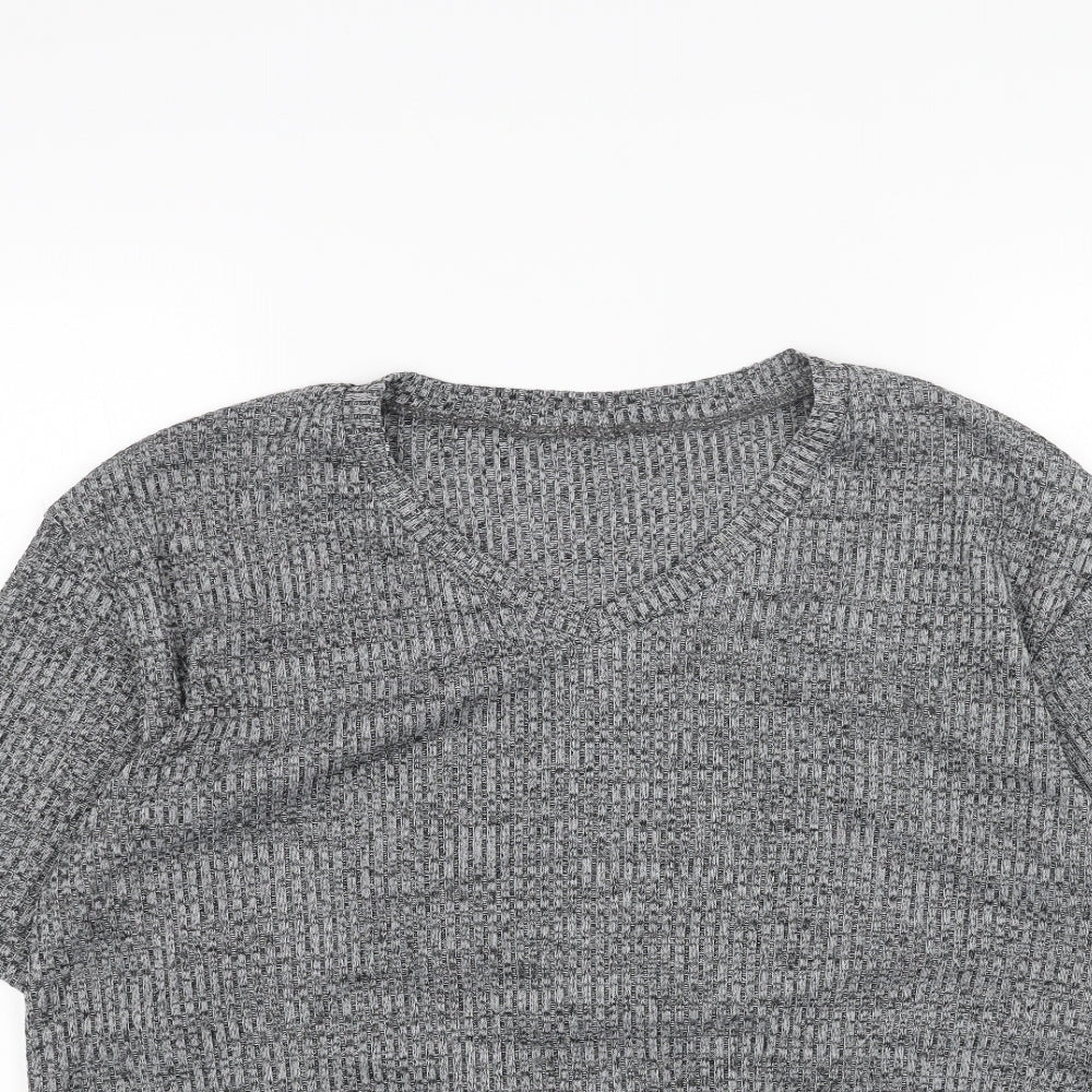 Womens UK Size L Preworn Grey Basic T-Shirt