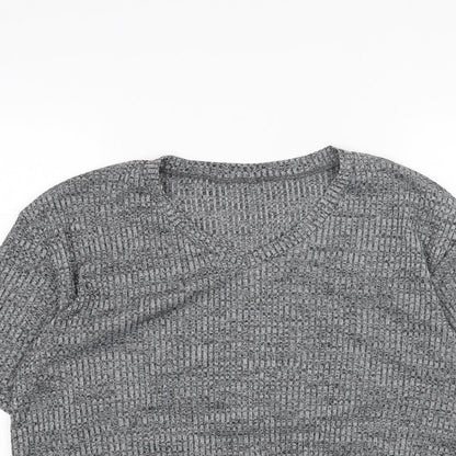 Womens UK Size L Preworn Grey Basic T-Shirt