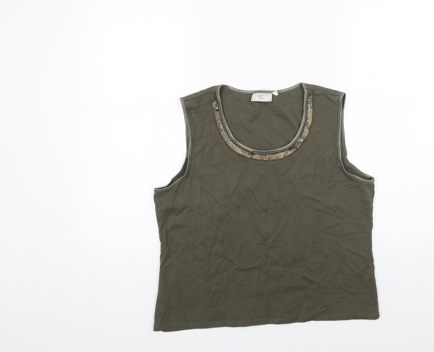 Womens UK Size L CC Green Basic Tank