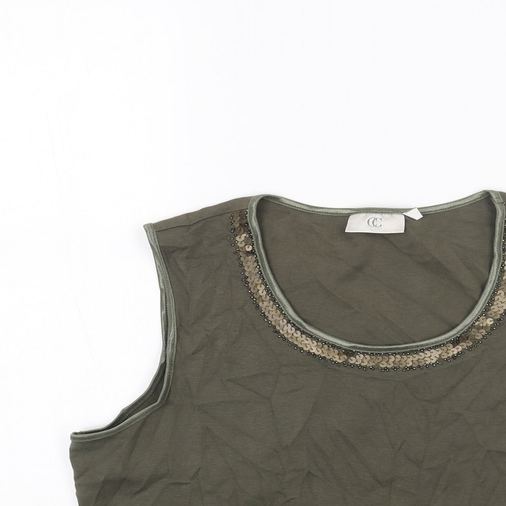 Womens UK Size L CC Green Basic Tank