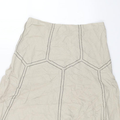 Marks and Spencer Womens Brown Geometric Linen Swing Skirt Size 12