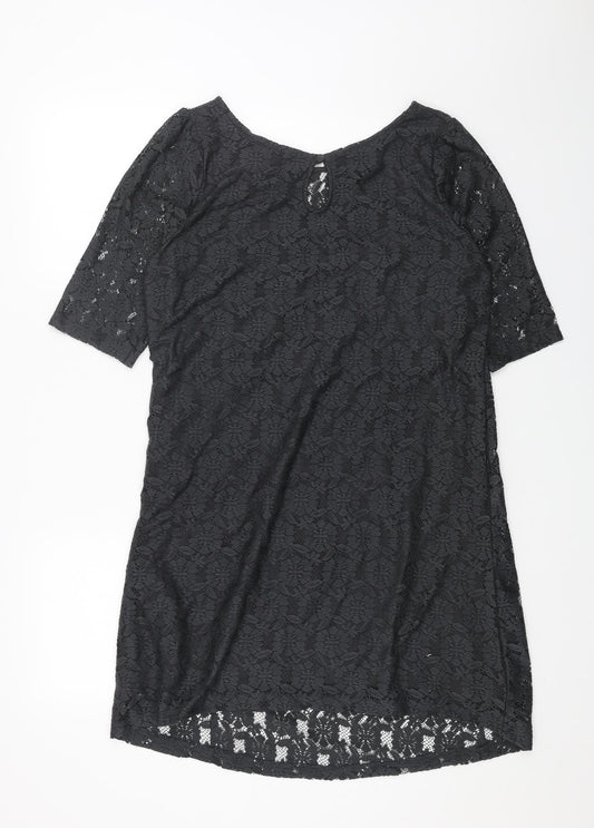 Dorothy Perkins Womens Grey Floral Polyester A-Line Size 14 Round Neck Pullover