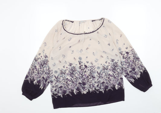 Indigo Womens Pink Geometric Polyester Basic Blouse Size 12 Round Neck