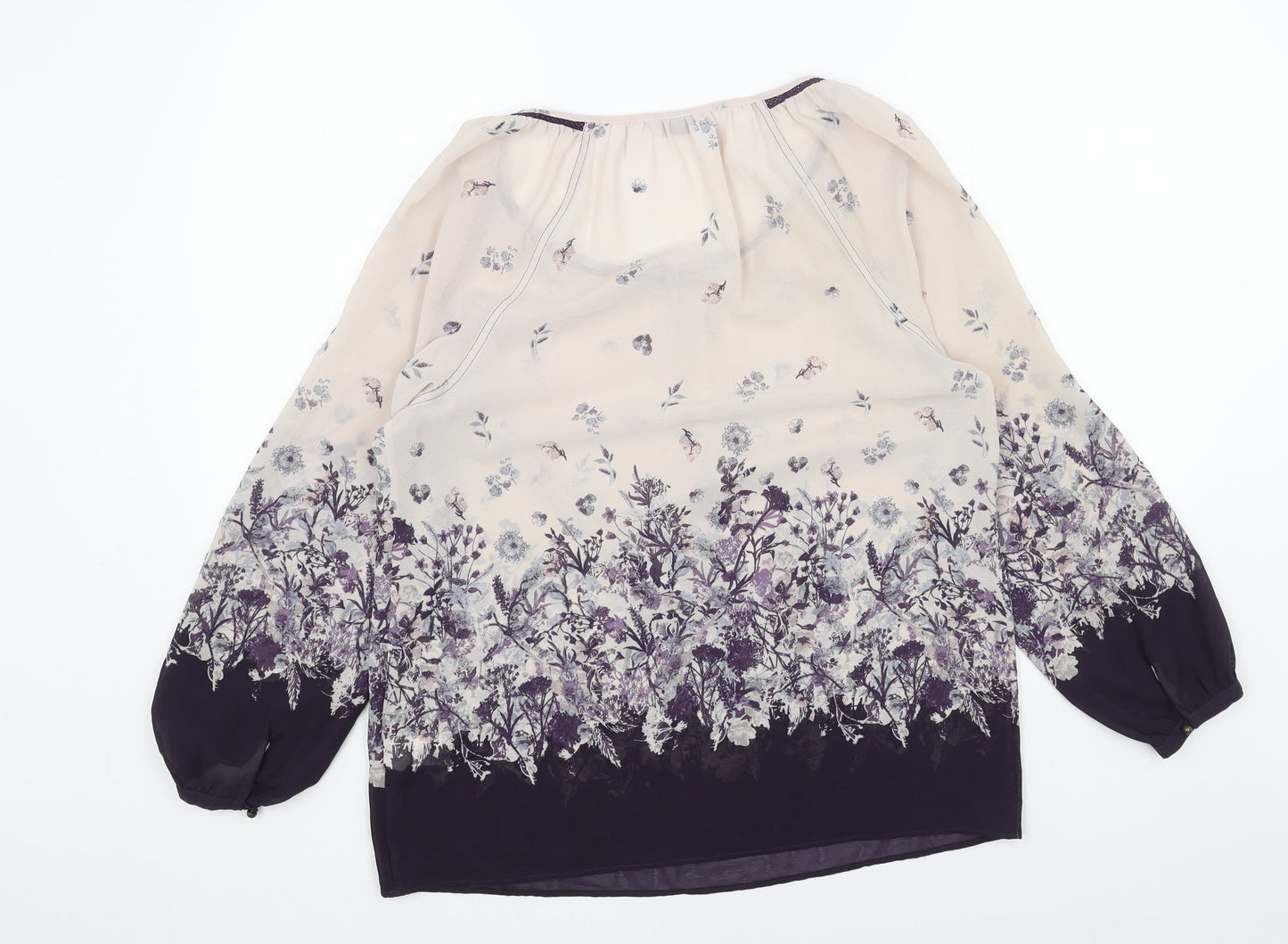 Indigo Womens Pink Geometric Polyester Basic Blouse Size 12 Round Neck