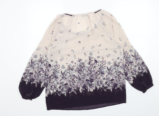 Indigo Womens Pink Geometric Polyester Basic Blouse Size 12 Round Neck