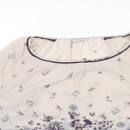 Indigo Womens Pink Geometric Polyester Basic Blouse Size 12 Round Neck