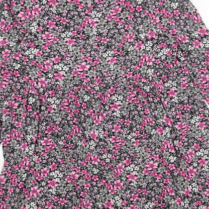 ASOS Womens Pink Floral Cotton Fit & Flare Size 4 Round Neck Pullover