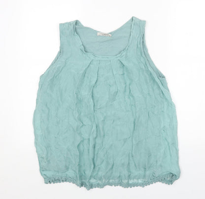 Viola Womens Green Polyester Basic Tank Size L Round Neck