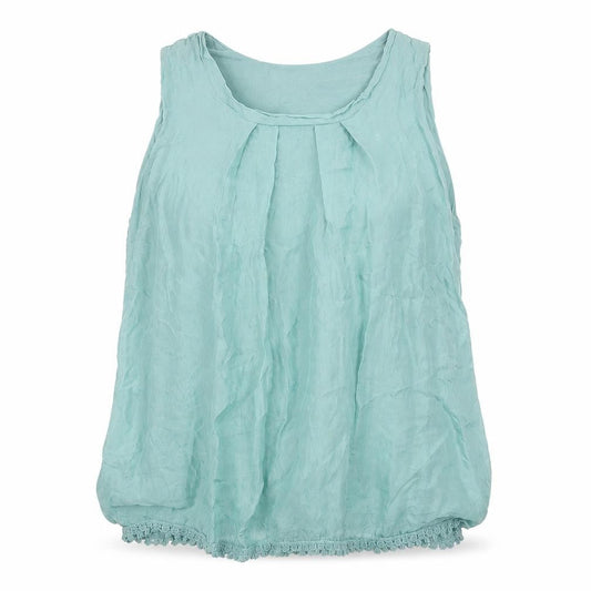 Viola Womens Green Polyester Basic Tank Size L Round Neck