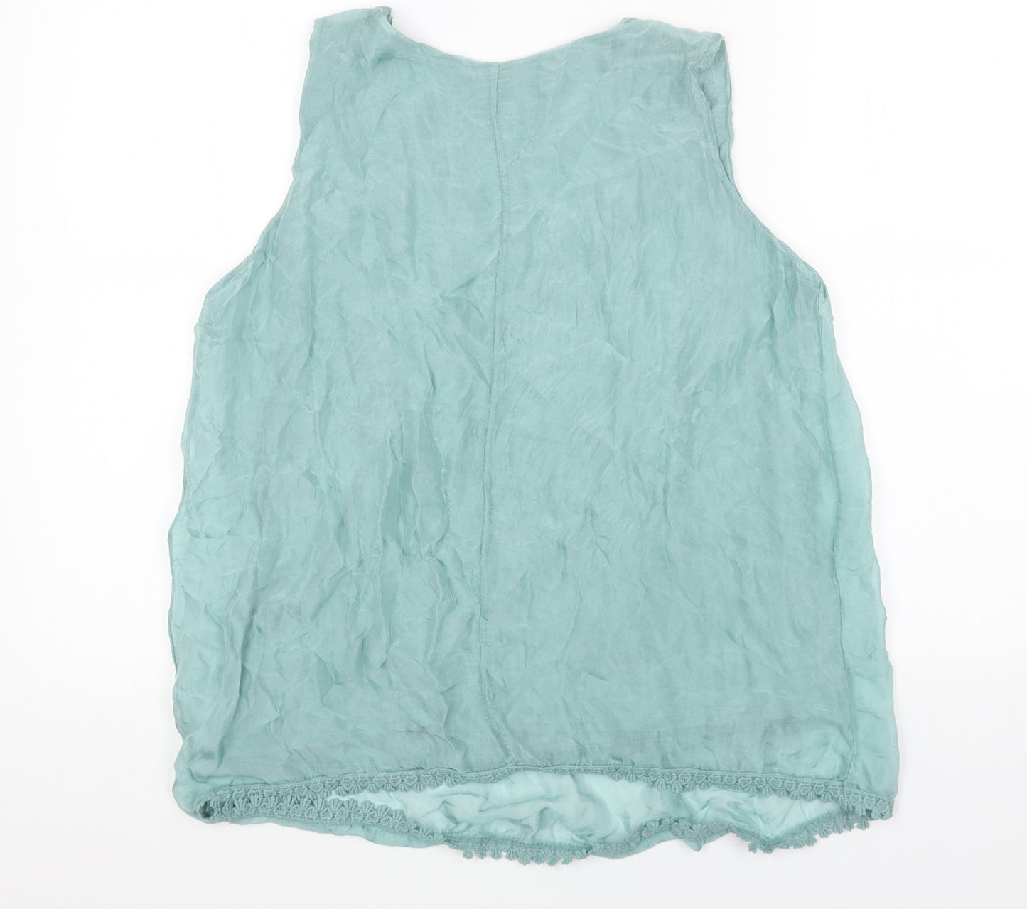 Viola Womens Green Polyester Basic Tank Size L Round Neck
