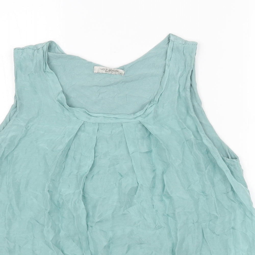 Viola Womens Green Polyester Basic Tank Size L Round Neck